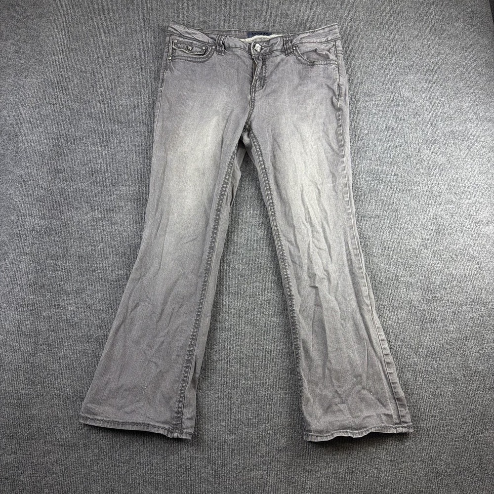 Vtg Zana Di Jeans Womens 18W Charcoal Y2K Wash High Rise Bootcut Studded